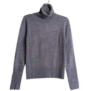 Takeout Sweater Heathered Gray Turtleneck Long Sleeves Large